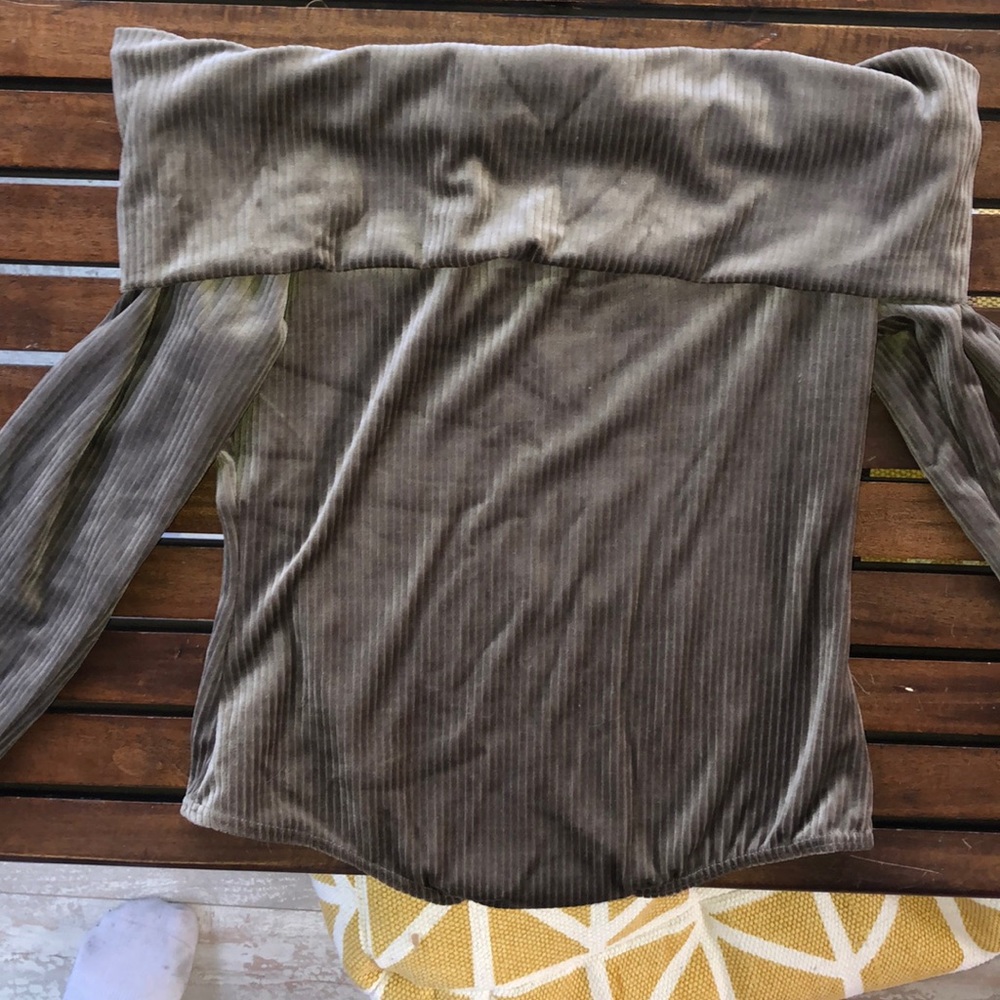 Suede Olive green ribbed body suit